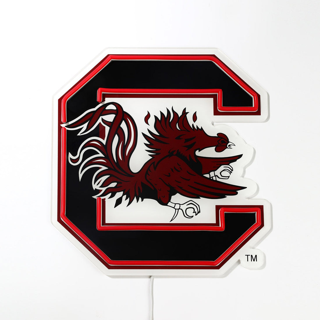 South Carolina Gamecocks logo LED neon sign turned off