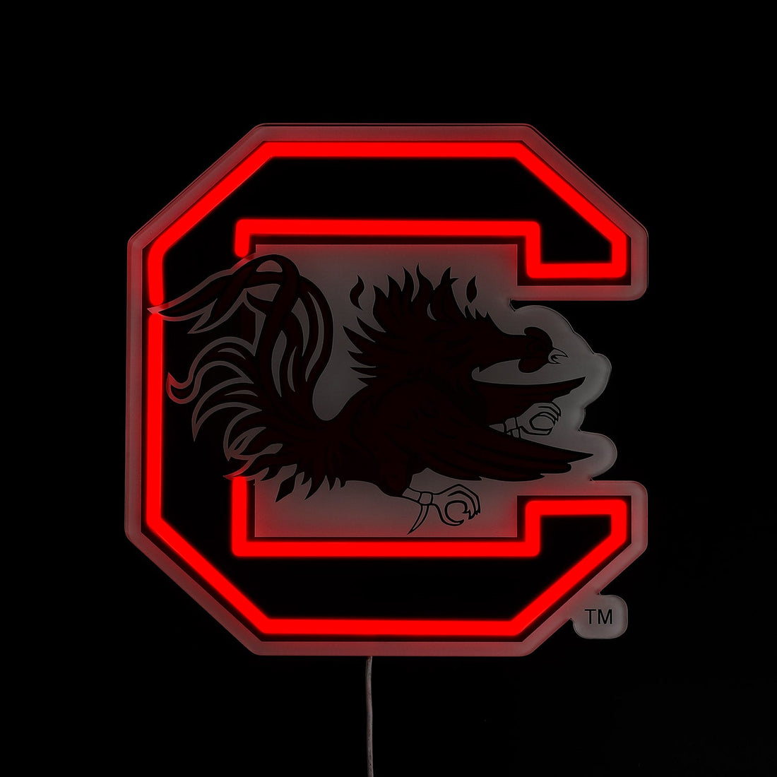 South Carolina Gamecocks logo LED neon sign lit up