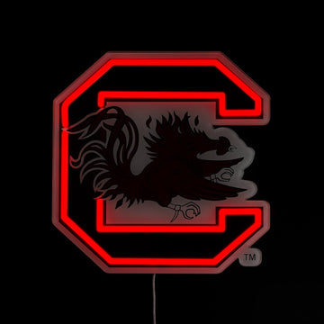 South Carolina Gamecocks logo LED neon sign lit up