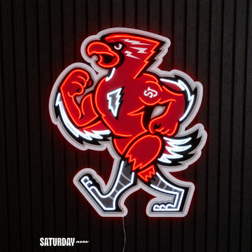 St. John's Red Storm Johnny Thunderbird Mascot LED Neon Sign - 20.77" x 24" - Saturday Neon