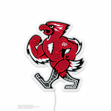 St. John's Red Storm Johnny Thunderbird Mascot LED Neon Sign - 20.77" x 24" switched off - Saturday Neon