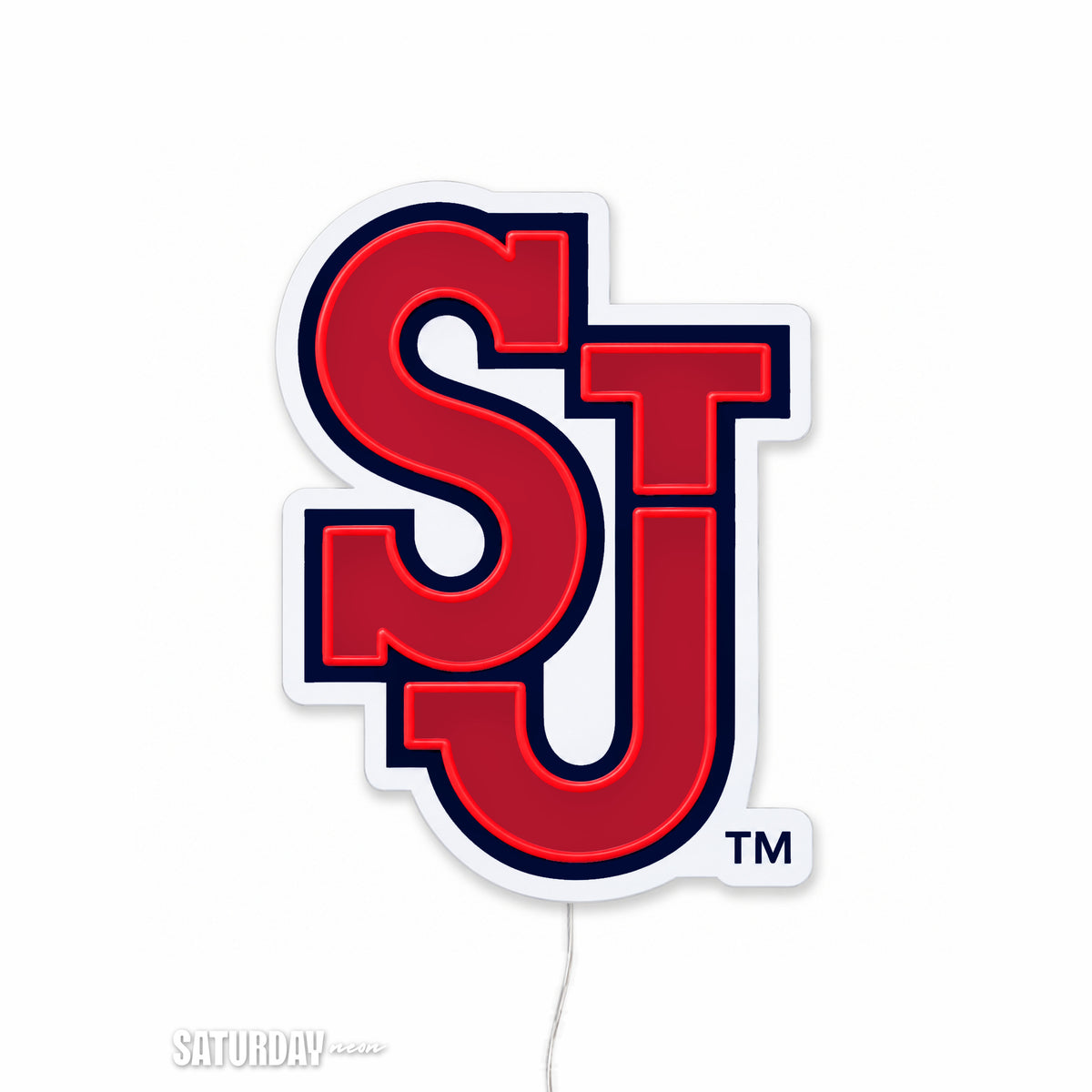 St. John's Red Storm SJ LED Neon Sign - Plus (17.53" x 24") switched off - Saturday Neon