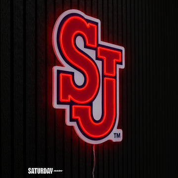 St. John's Red Storm SJ LED Neon Sign - Plus (17.53" x 24") side view - Saturday Neon