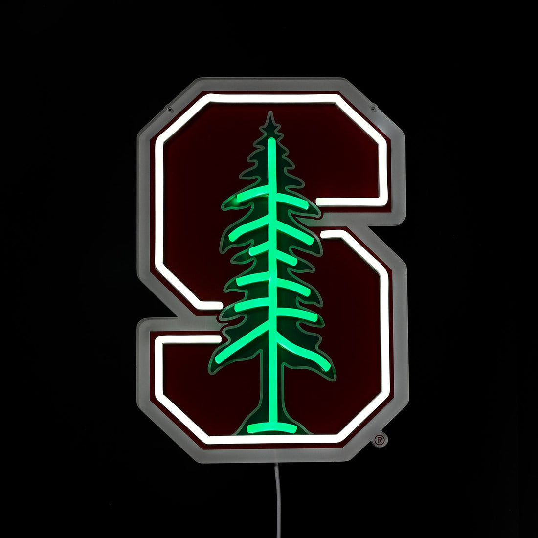 Stanford Cardinal logo LED neon sign lit up