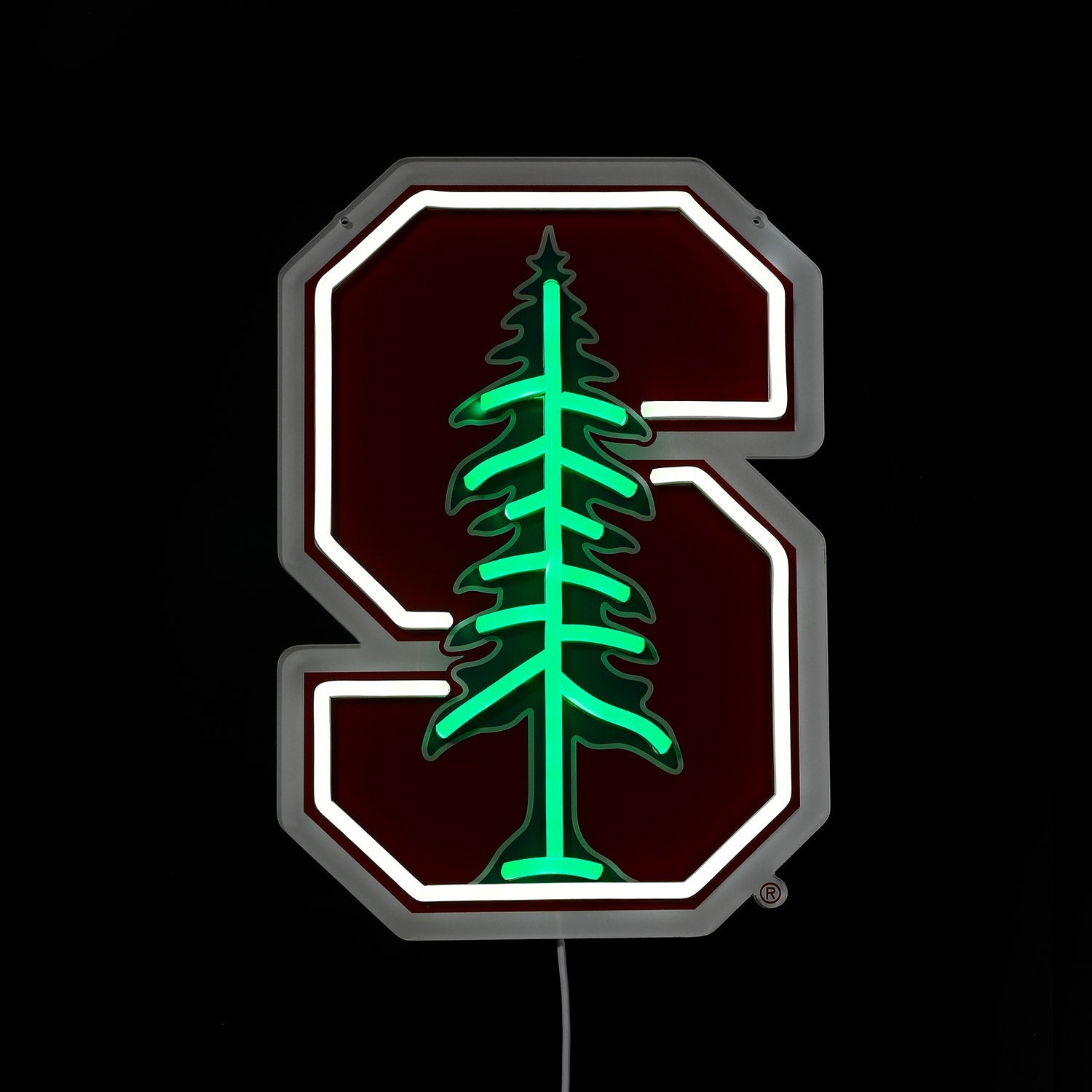 Stanford Cardinal logo LED neon sign lit up