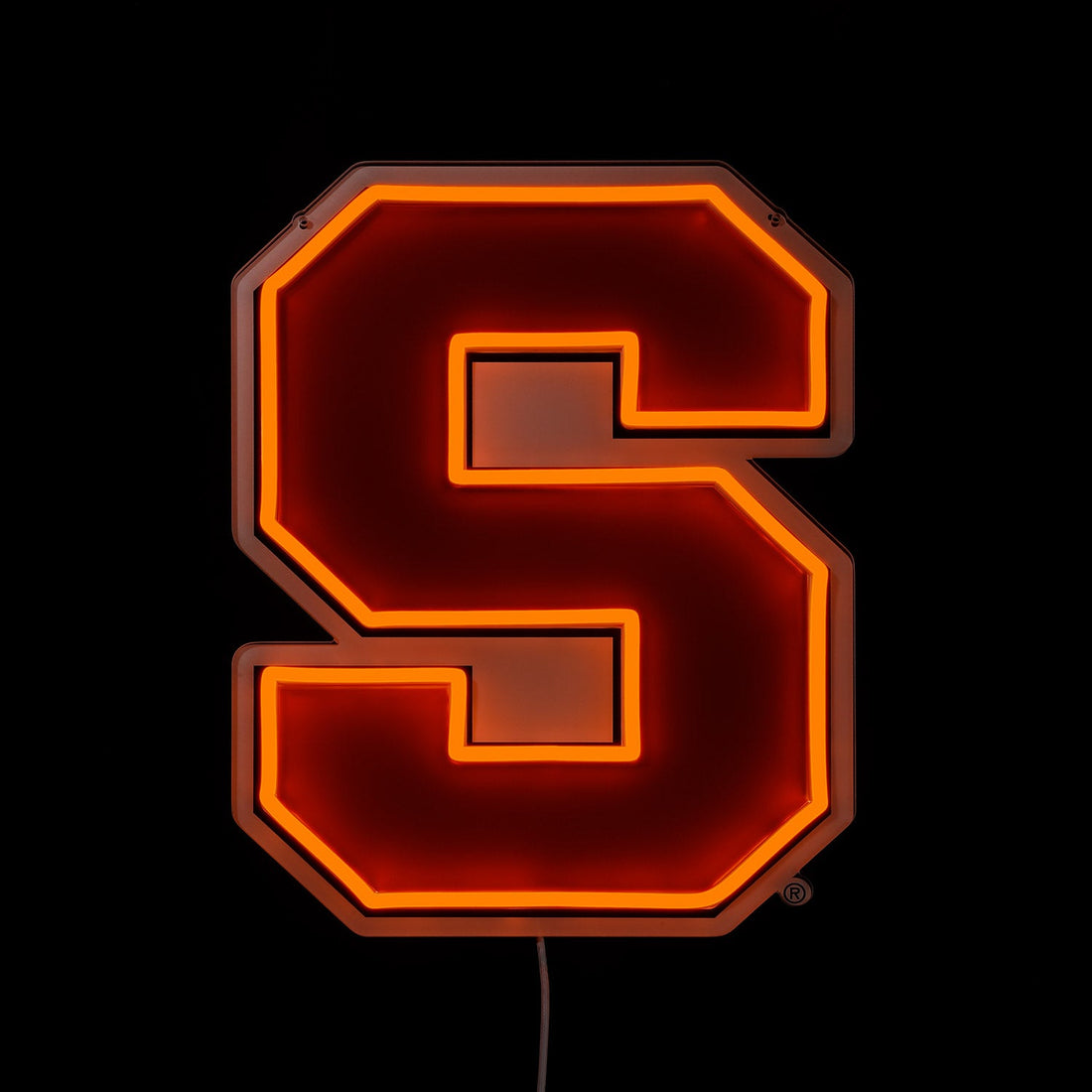 Syracuse Orange logo LED neon sign lit up