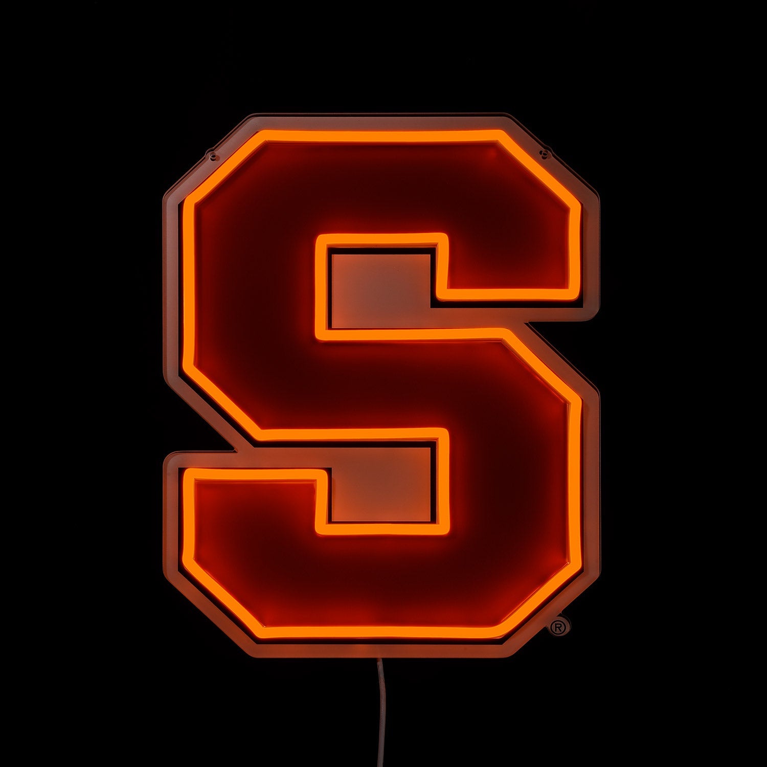 Syracuse Orange logo LED neon sign lit up