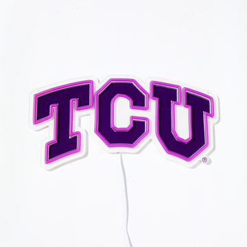 TCU Horned Frogs logo LED neon sign turned off