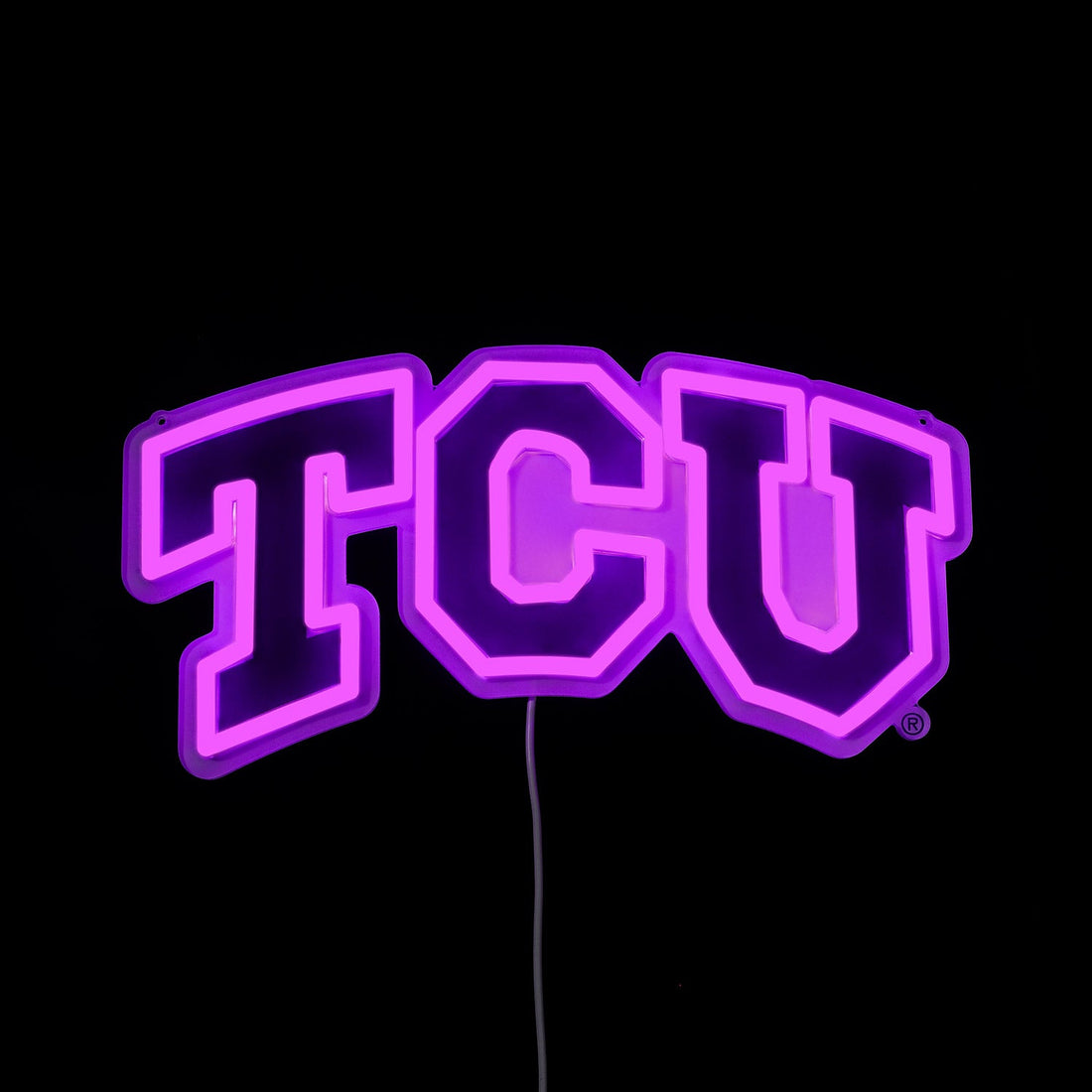 TCU Horned Frogs logo LED neon sign lit up