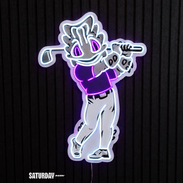 TCU Horned Frogs SuperFrog Golf Mascot LED Neon Sign - 17.19" x 24" - Saturday Neon