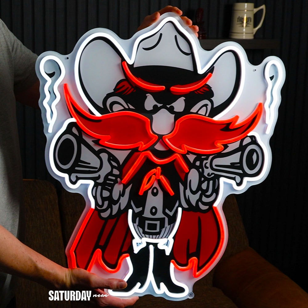 Texas Tech Raider Red Mascot LED Neon Sign - 24" x 20.41"