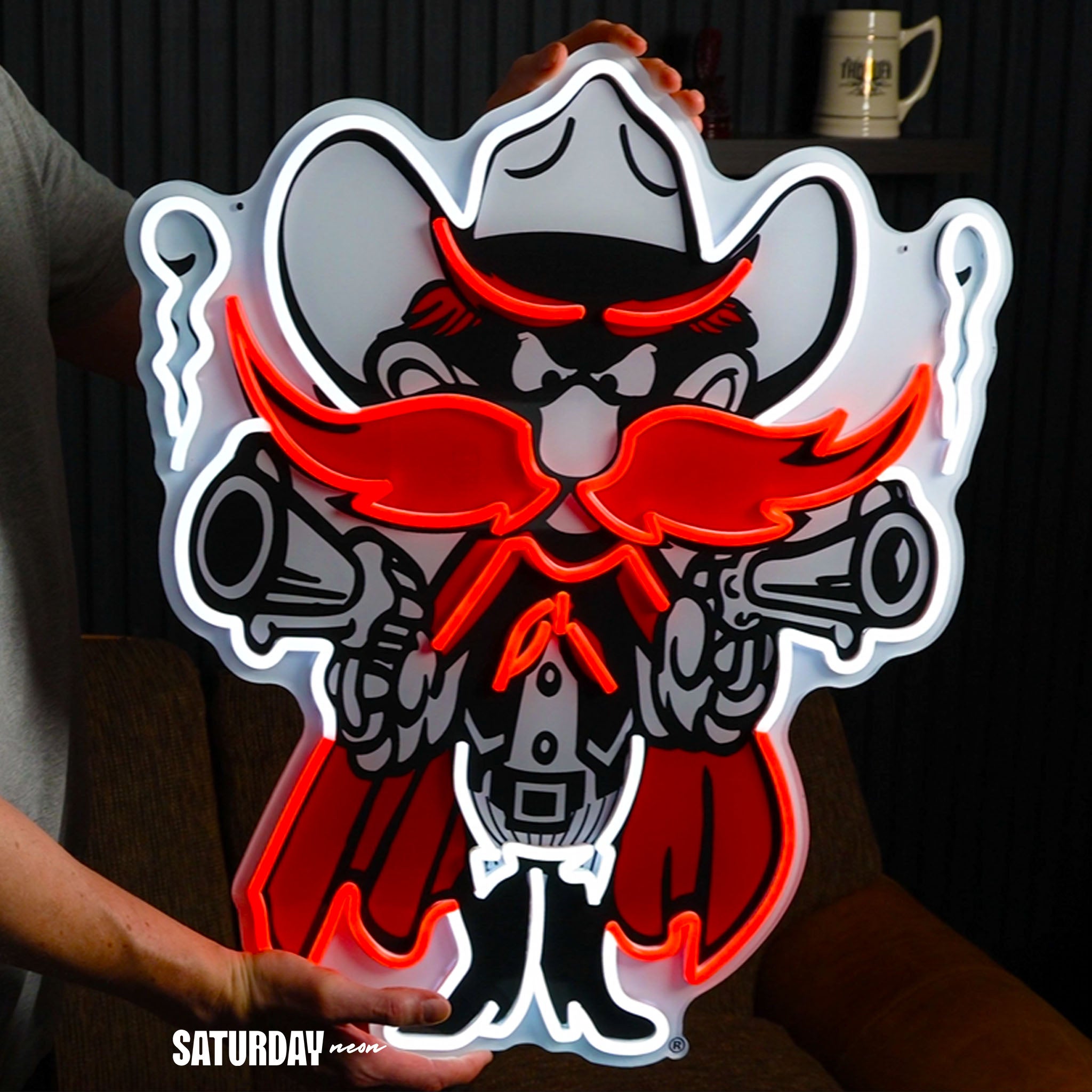 Texas Tech Raider Red Mascot LED Neon Sign - 24" x 20.41"