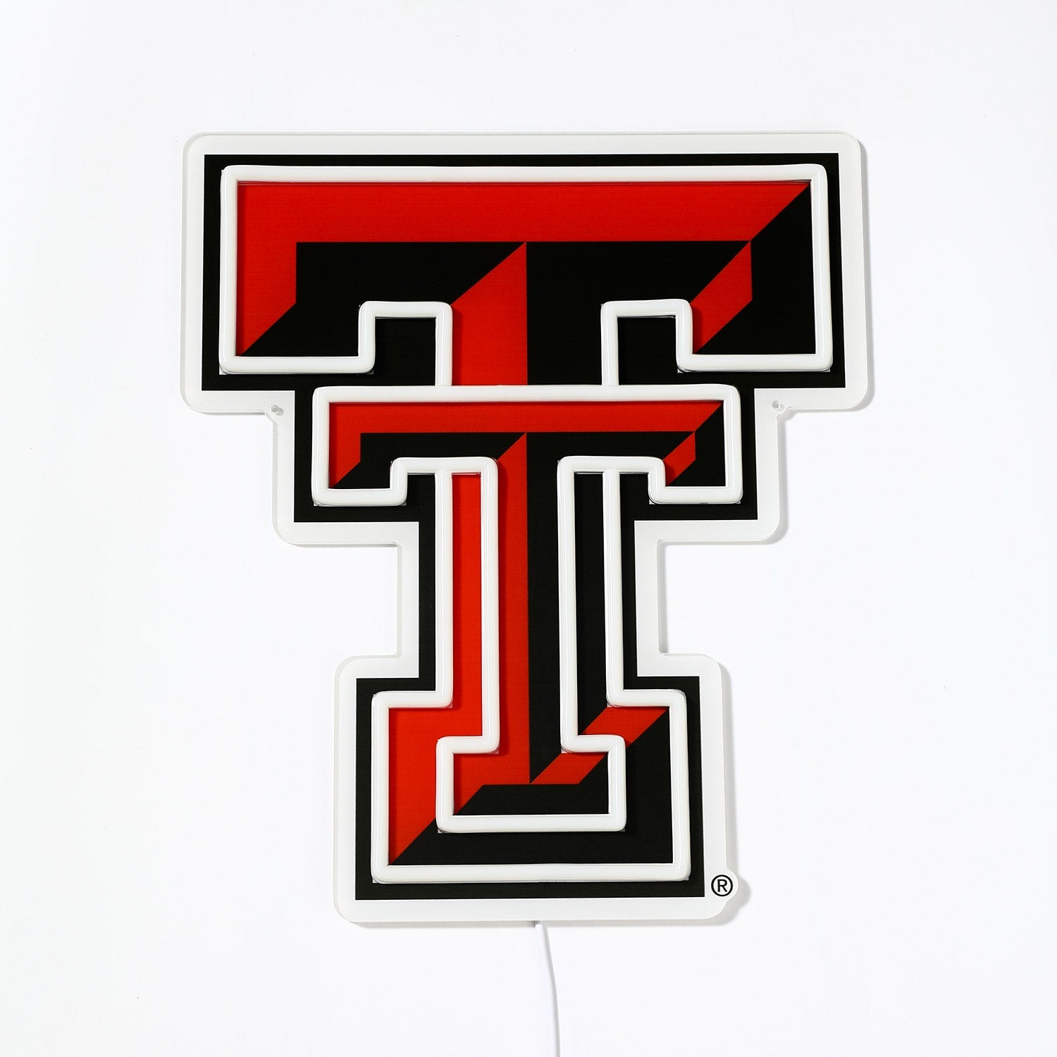 Texas Tech Red Raiders logo LED neon sign turned off