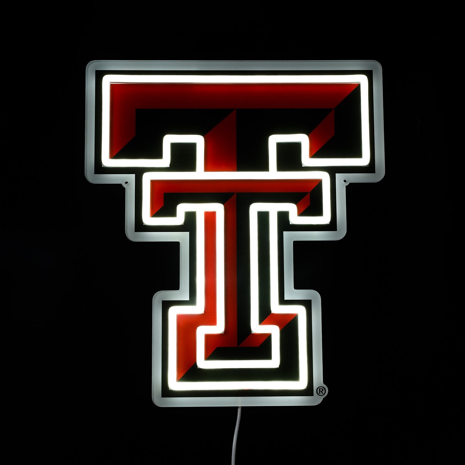 Texas Tech Red Raiders logo LED neon sign lit up