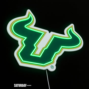 USF Bulls LED Neon Sign - Standard (15" x 12.21") close-up - Saturday Neon