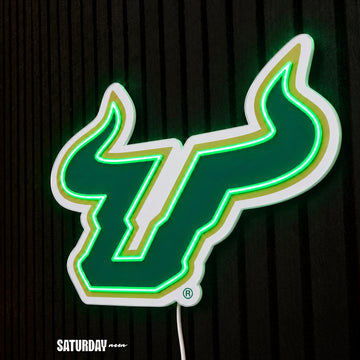 USF Bulls LED Neon Sign - Standard (15" x 12.21") side view - Saturday Neon