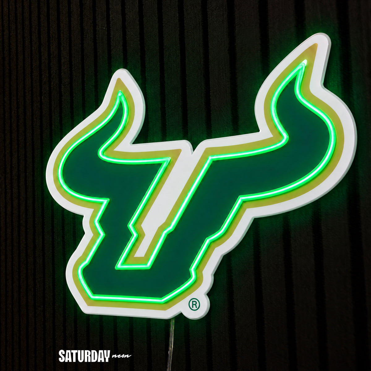 USF Bulls LED Neon Sign - Max (32" x 26.05") side view - Saturday Neon