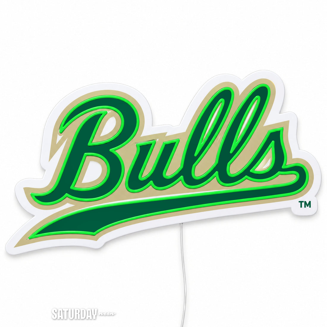 USF Bulls Script LED Neon Sign - 24" x 14.55" switched off - Saturday Neon