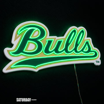 USF Bulls Script LED Neon Sign - 24" x 14.55" close-up - Saturday Neon