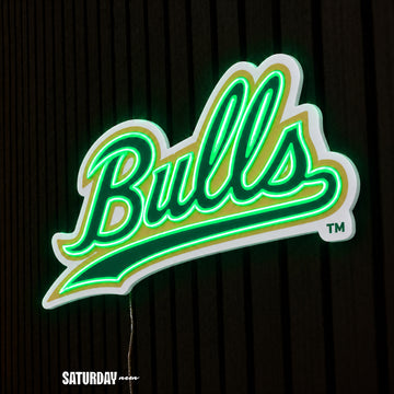 USF Bulls Script LED Neon Sign - 24" x 14.55" side view - Saturday Neon