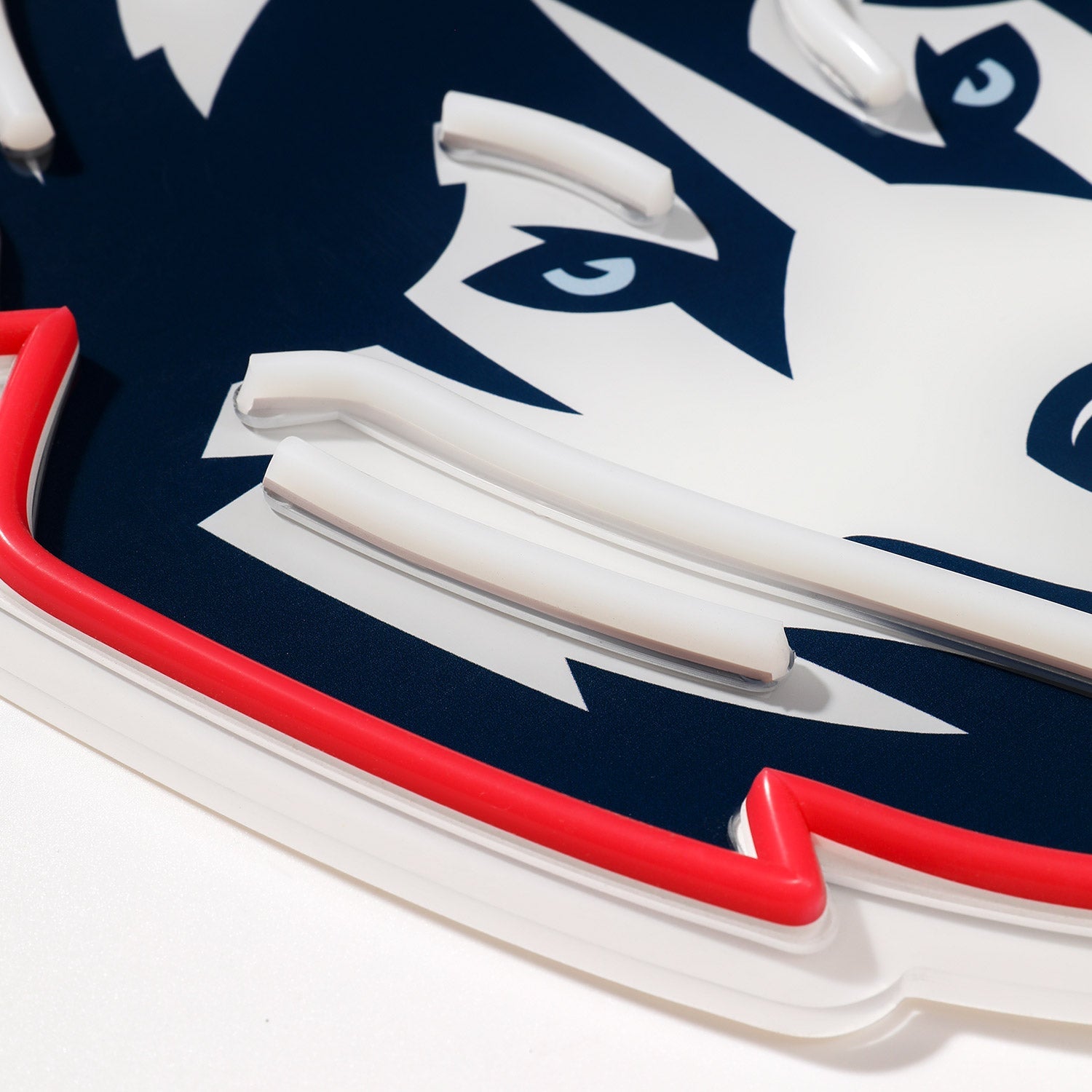UConn Huskies logo LED neon sign at a side angle