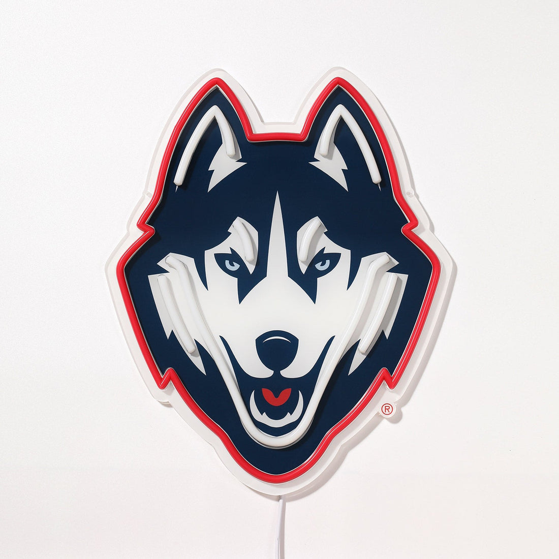 UConn Huskies logo LED neon sign turned off