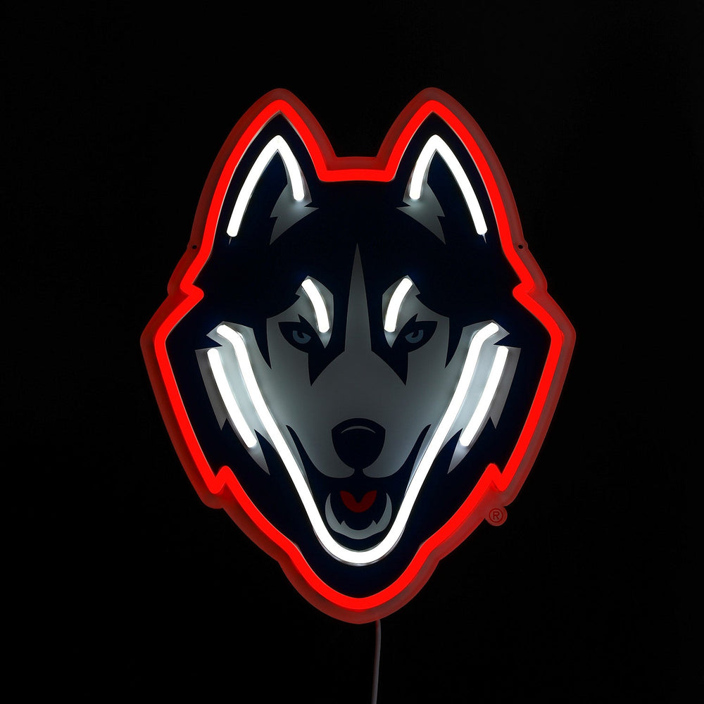 UConn Huskies logo LED neon sign lit up