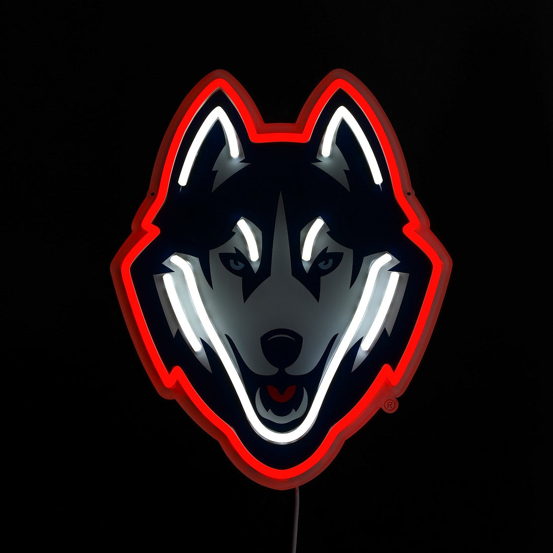 UConn Huskies logo LED neon sign lit up