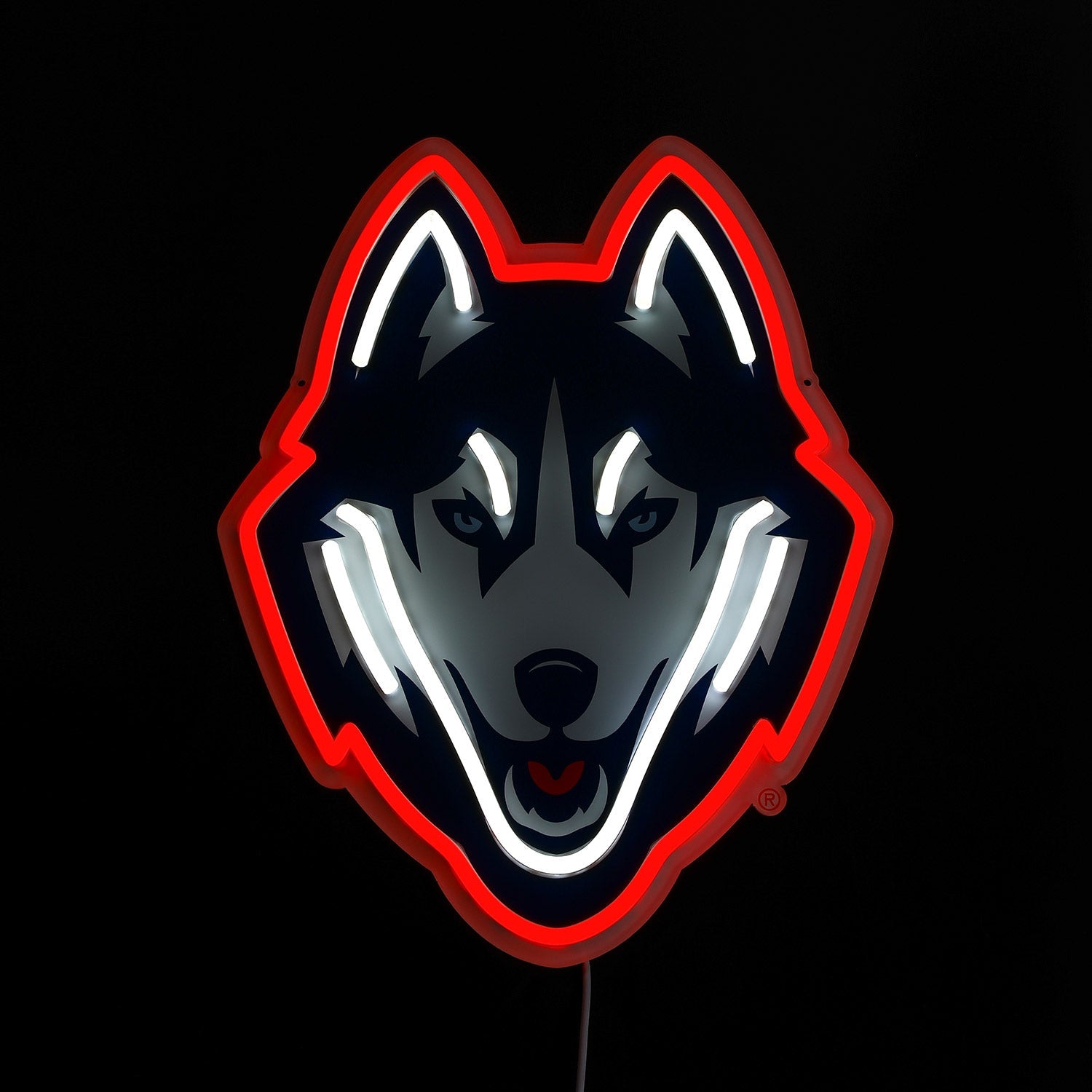 UConn Huskies logo LED neon sign lit up