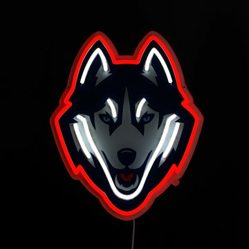 UConn Huskies logo LED neon sign lit up