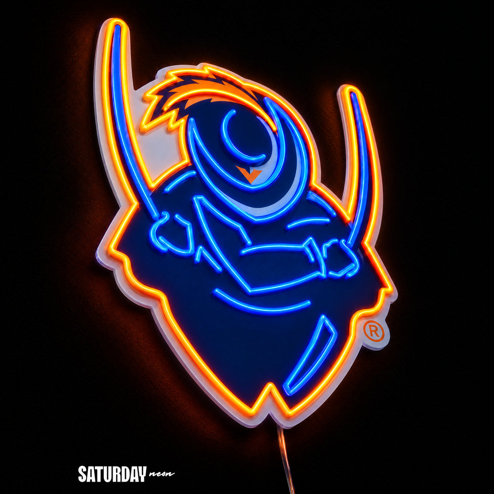 Virginia Cavaliers Cavalier Mascot LED Neon Sign - 18.47" x 24" close-up - Saturday Neon