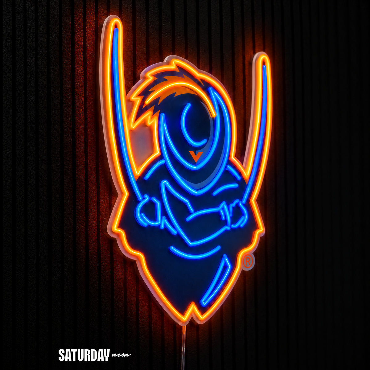 Virginia Cavaliers Cavalier Mascot LED Neon Sign - 18.47" x 24" side view - Saturday Neon