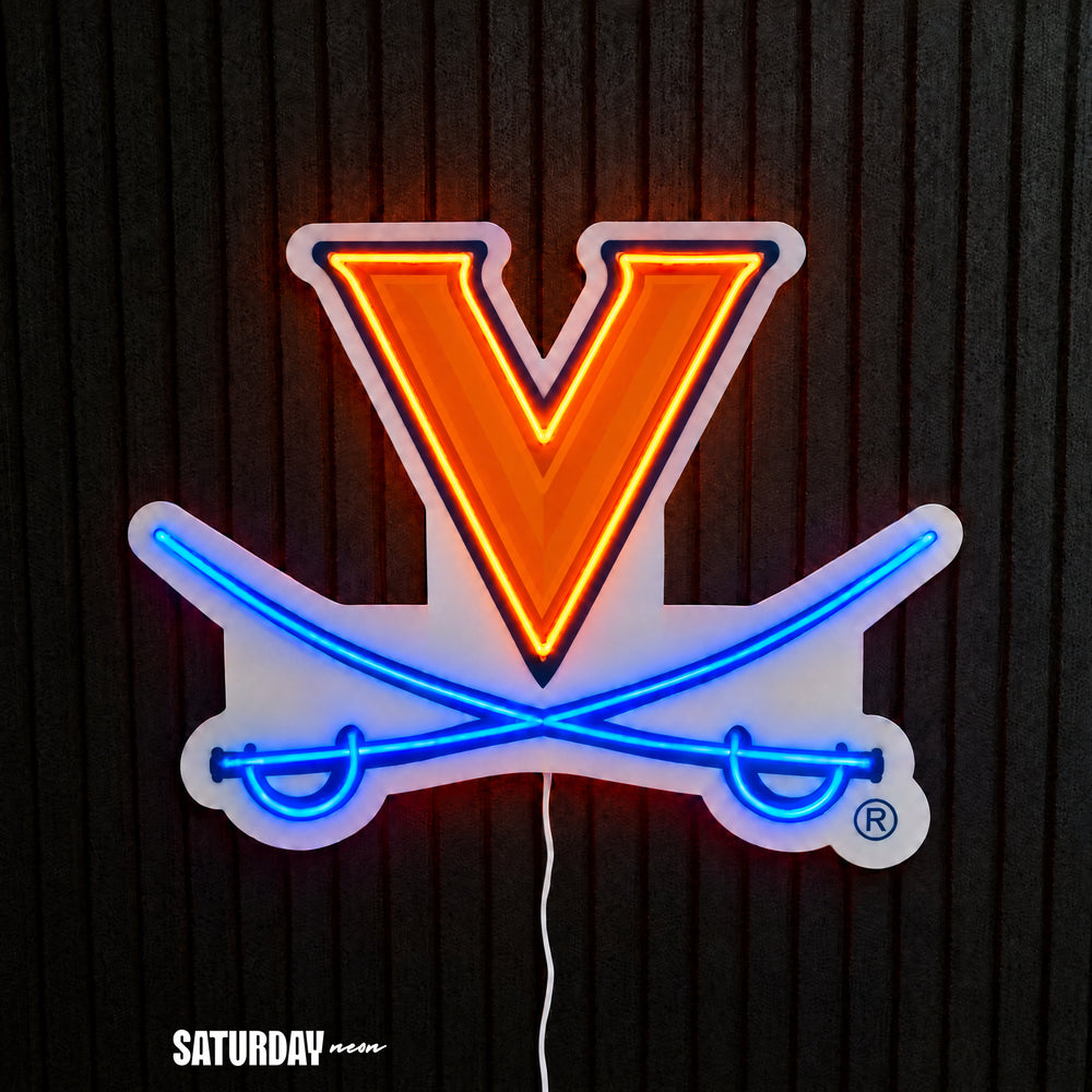 Virginia Cavaliers V-Sabre LED Neon Sign - Standard (15" x 12.37") - Saturday Neon