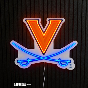 Virginia Cavaliers V-Sabre LED Neon Sign - Standard (15" x 12.37") - Saturday Neon