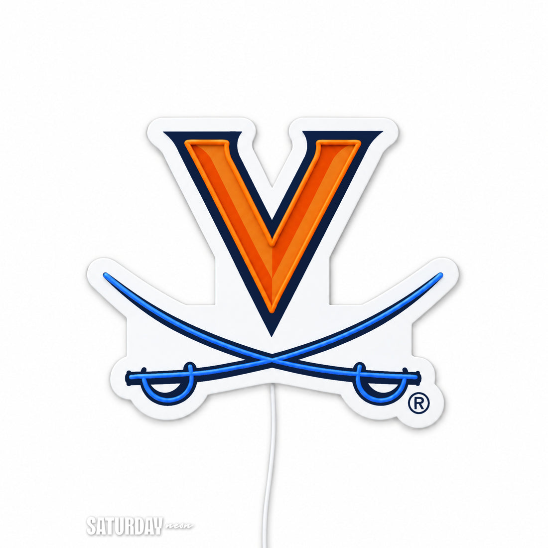 Virginia Cavaliers V-Sabre LED Neon Sign - Standard (15" x 12.37") switched off - Saturday Neon