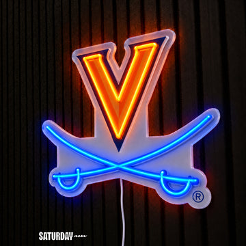 Virginia Cavaliers V-Sabre LED Neon Sign - Standard (15" x 12.37") side view - Saturday Neon