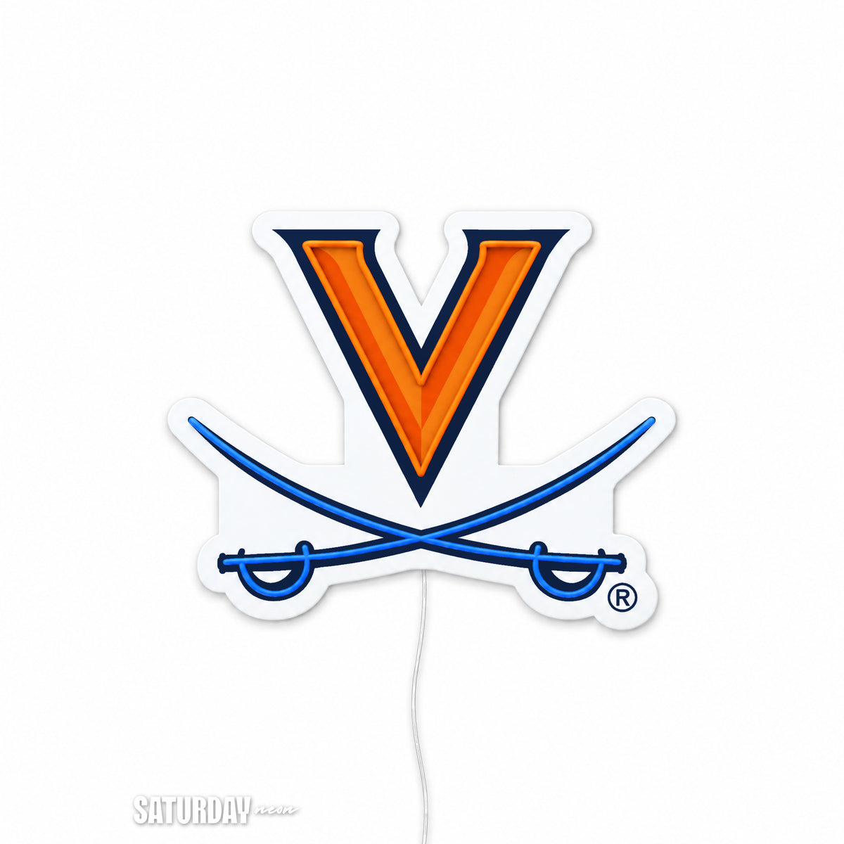 Virginia Cavaliers V-Sabre LED Neon Sign - Plus (24" x 19.79") switched off - Saturday Neon