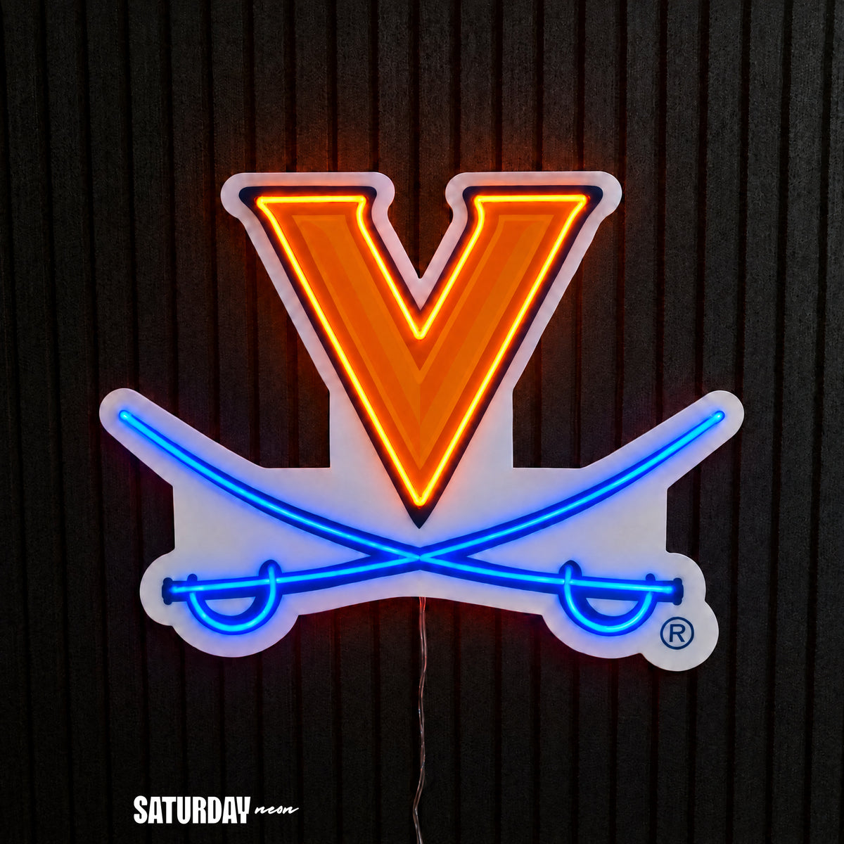 Virginia Cavaliers V-Sabre LED Neon Sign - Max (32" x 26.39") - Saturday Neon