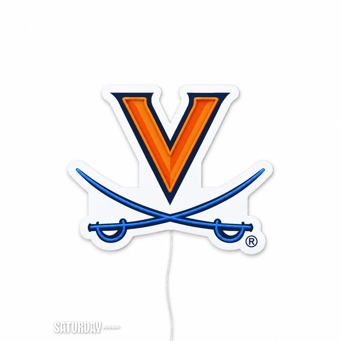 Virginia Cavaliers V-Sabre LED Neon Sign - Max (32" x 26.39") switched off - Saturday Neon