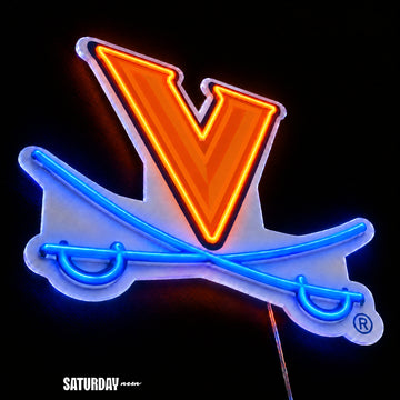 Virginia Cavaliers V-Sabre LED Neon Sign - Max (32" x 26.39") close-up - Saturday Neon