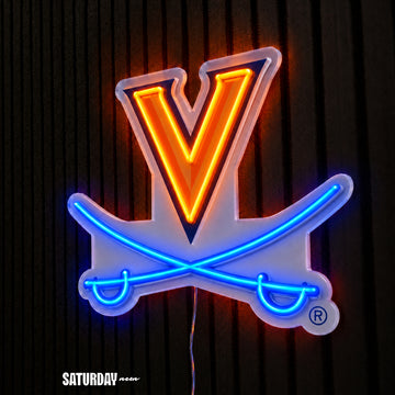 Virginia Cavaliers V-Sabre LED Neon Sign - Max (32" x 26.39") side view - Saturday Neon