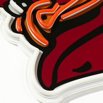 Virginia Tech HokieBird LED neon sign at a side angle