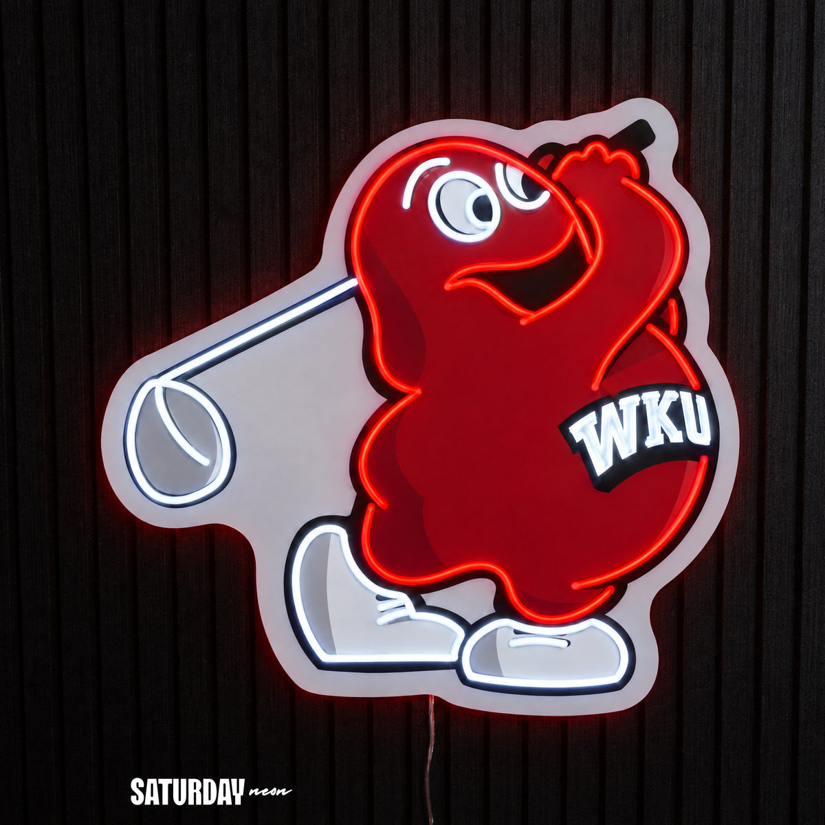 WKU Hilltoppers Big Red Golf Mascot LED Neon Sign - 24" x 23.92" - Saturday Neon