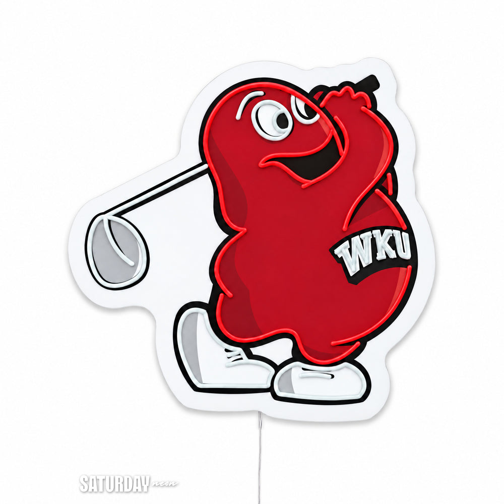 WKU Hilltoppers Big Red Golf Mascot LED Neon Sign - 24" x 23.92" switched off - Saturday Neon