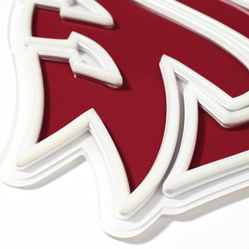 Washington State Cougars logo LED neon sign at a side angle