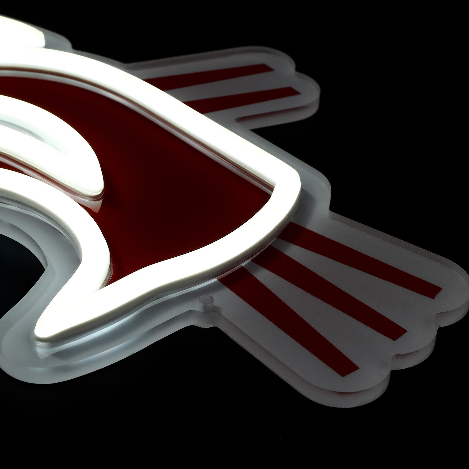 Washington State Cougars logo LED neon sign at a side angle, lit