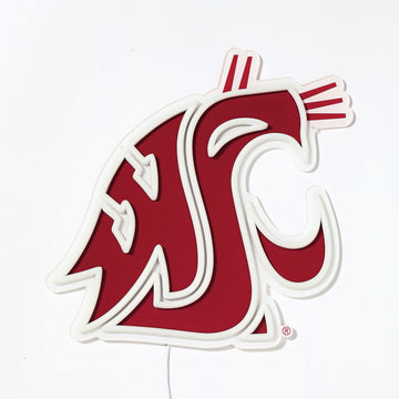 Washington State Cougars logo LED neon sign turned off