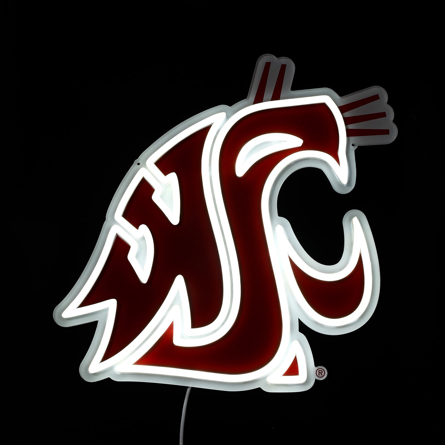 Washington State Cougars logo LED neon sign lit up