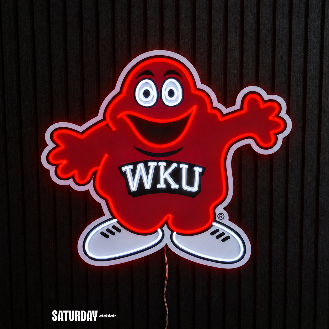 Western Kentucky Hilltoppers Big Red Mascot LED Neon Sign - 24" x 20.68" - Saturday Neon