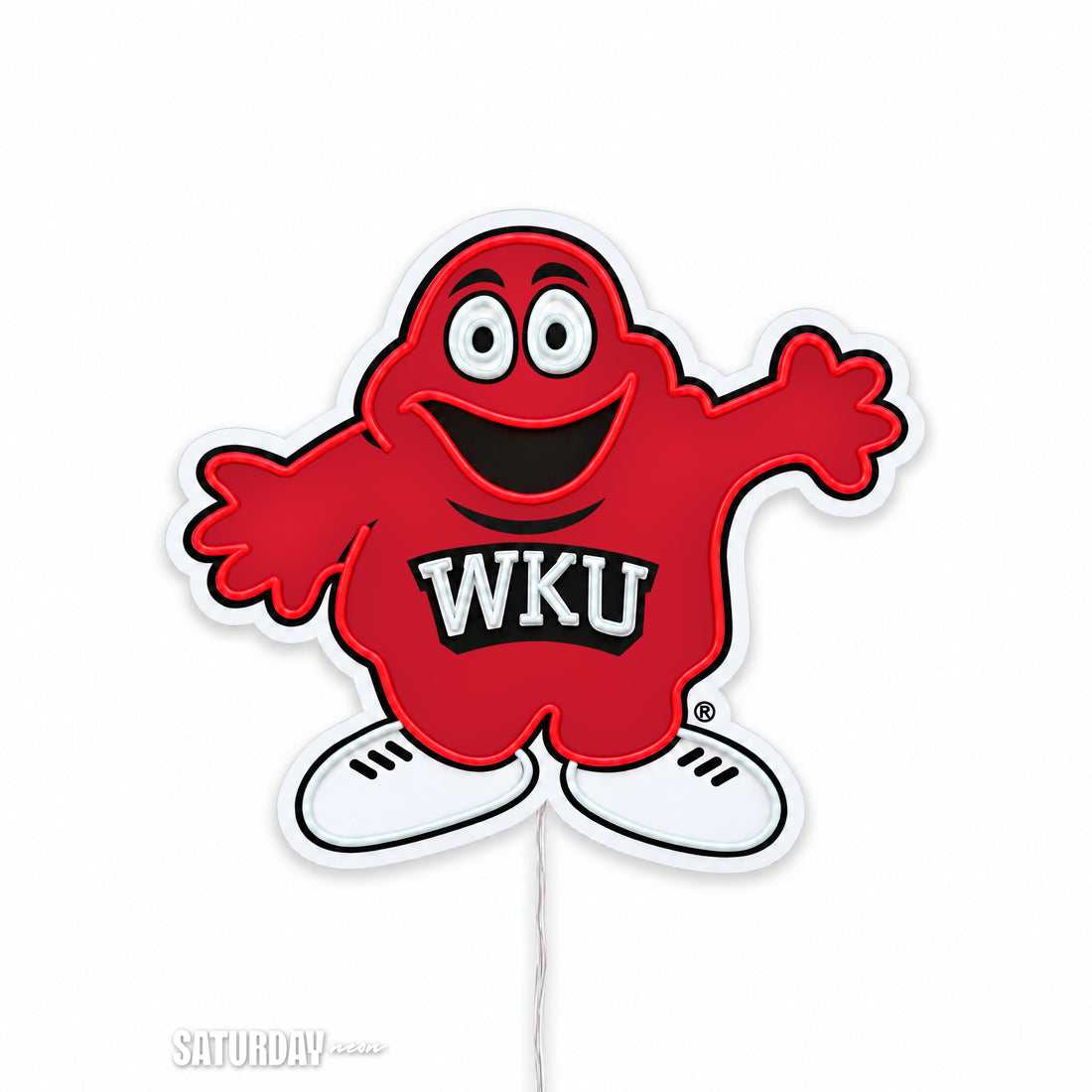 Western Kentucky Hilltoppers Big Red Mascot LED Neon Sign - 24" x 20.68" switched off - Saturday Neon
